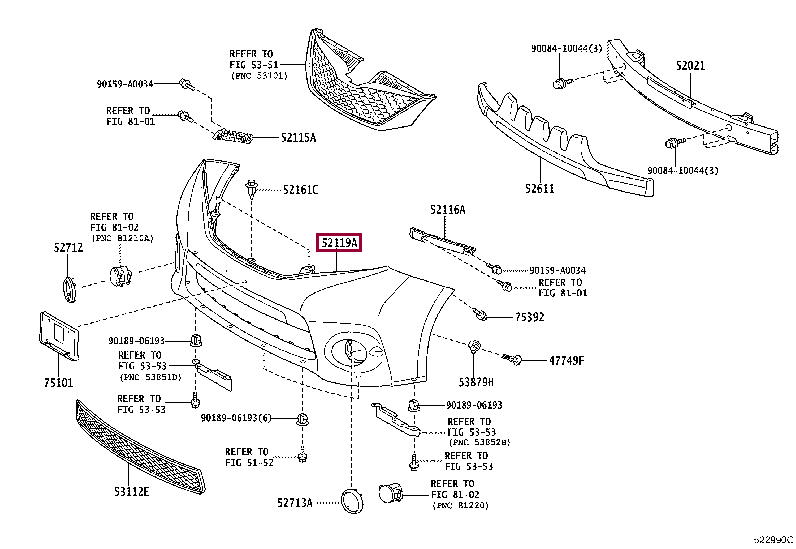 5211908903: COVER, FRONT BUMPER Тойота