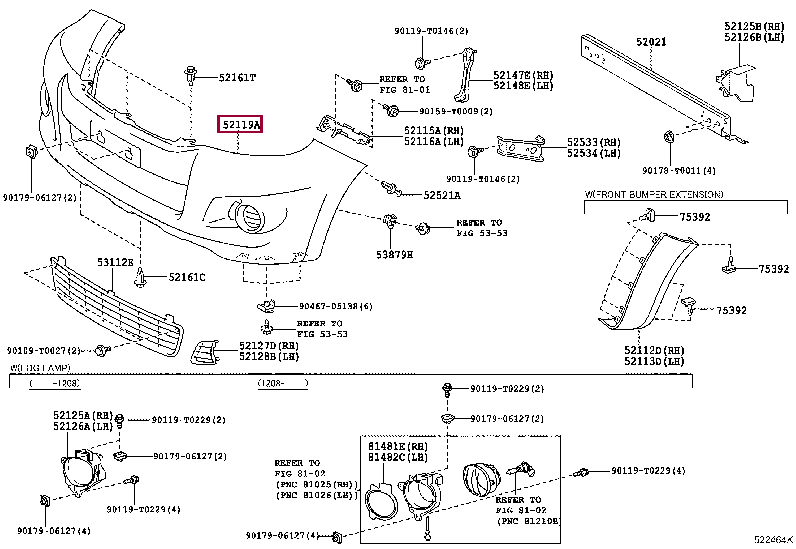 Бампер передний 52119-0K980 (номер toyota 521190K980)