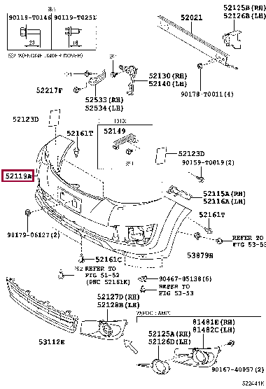 521190K988: COVER, FRONT BUMPER Тойота