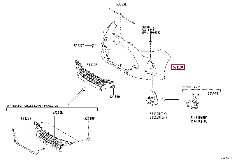 521190U946: COVER, FRONT BUMPER Тойота