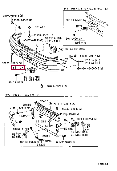 5211913050A0: COVER, FRONT BUMPER Тойота