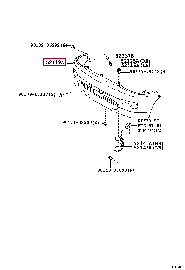 5211926410A0: COVER, FRONT BUMPER Тойота