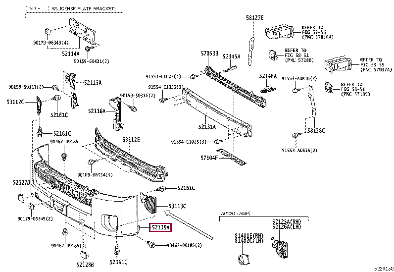 5211926670: COVER, FRONT BUMPER Тойота
