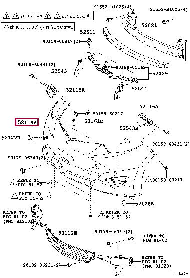5211928K30B0: COVER, FRONT BUMPER Тойота