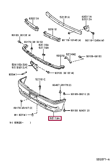 521192A020C1: COVER, FRONT BUMPER Тойота