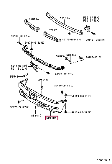 521192A040G0: COVER, FRONT BUMPER Тойота