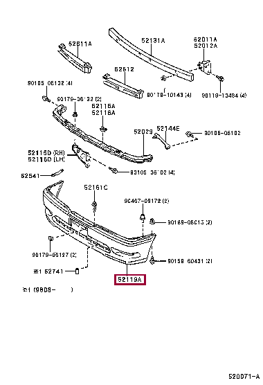 521192A050A0: COVER, FRONT BUMPER Тойота
