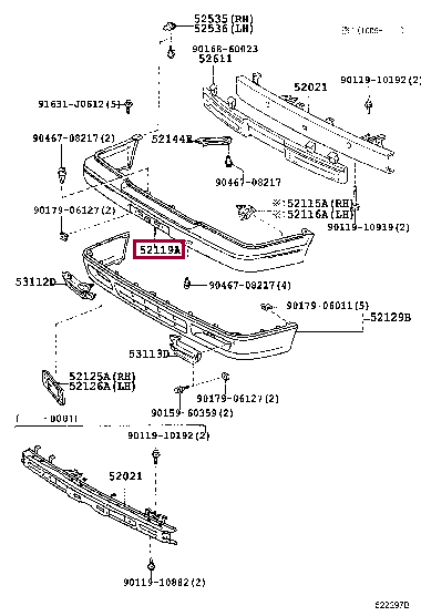 5211943023A0: COVER, FRONT BUMPER Тойота