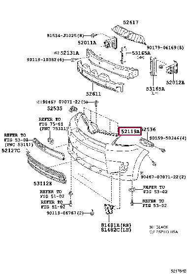 5211952590C2: COVER, FRONT BUMPER Тойота