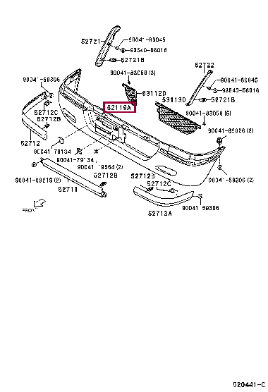 521199720204: COVER, FRONT BUMPER Тойота
