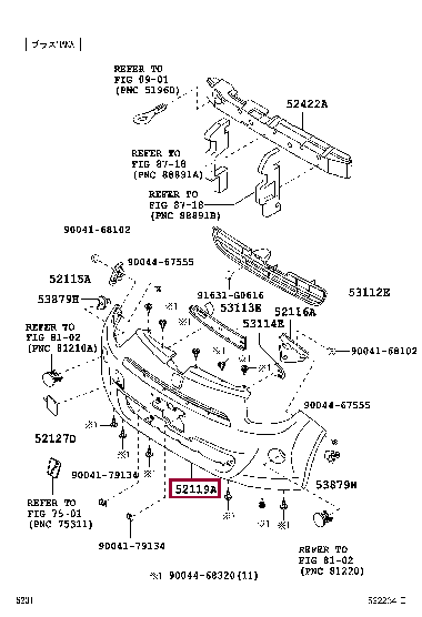52119B1200D0: COVER, FRONT BUMPER Тойота