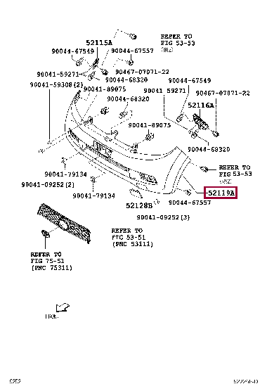 52119B4050A0: COVER, FRONT BUMPER Тойота