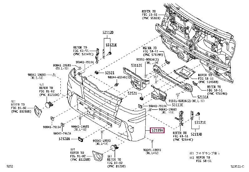 52119B5230C0: COVER, FRONT BUMPER Тойота