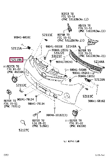 52119BZA70: COVER, FRONT BUMPER Тойота