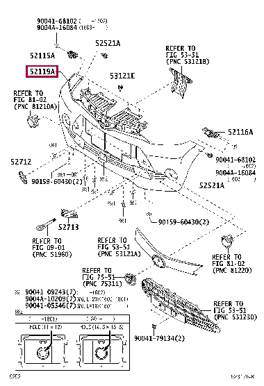 COVER, FRONT BUMPER 52119-BZD50 (номер toyota 52119BZD50)