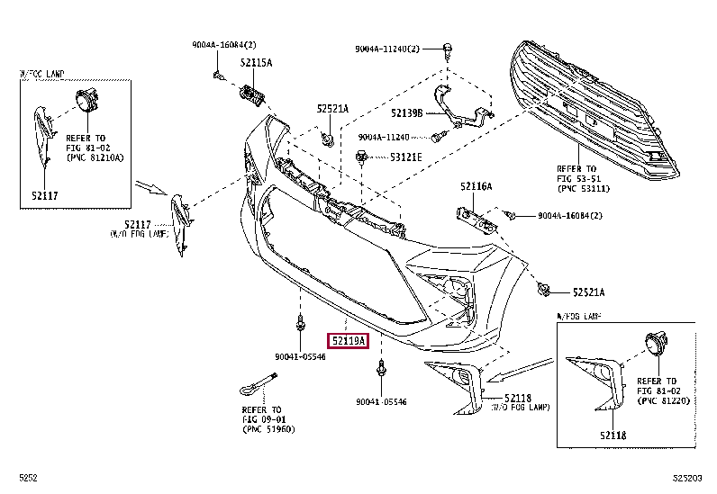 52119BZS50: COVER, FRONT BUMPER Тойота