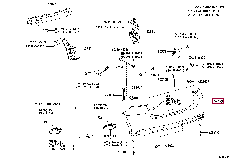 521590U923: COVER, REAR BUMPER Тойота