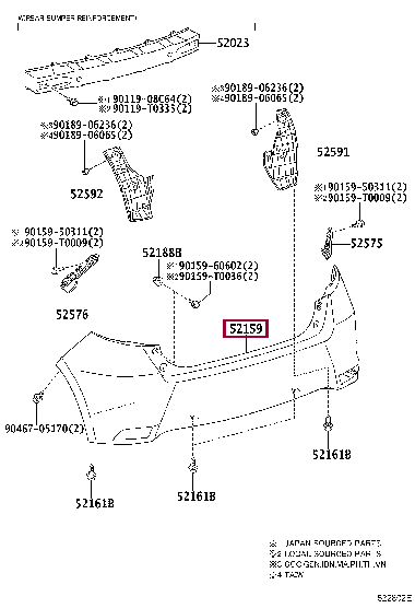 521590U952: COVER, REAR BUMPER Тойота