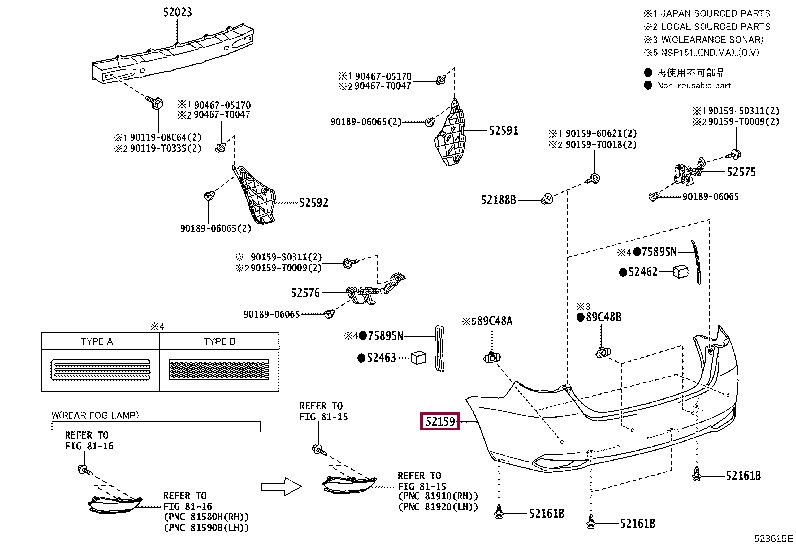 521590U956: COVER, REAR BUMPER Тойота