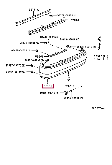 5215922660A0: COVER, REAR BUMPER Тойота