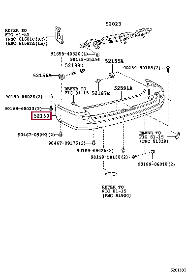 5215926230C0: COVER, REAR BUMPER Тойота