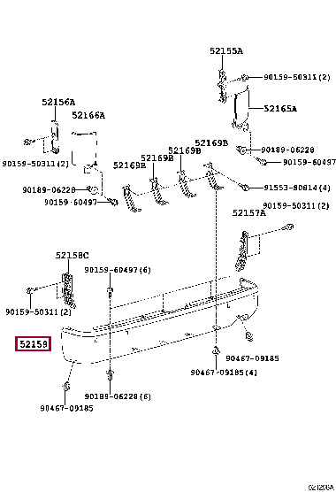 5215926530: COVER, REAR BUMPER Тойота