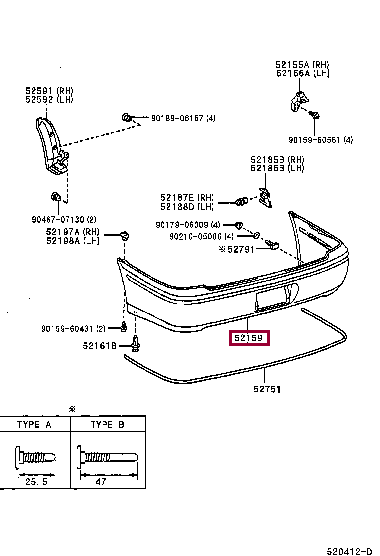 5215932390D1: COVER, REAR BUMPER Тойота