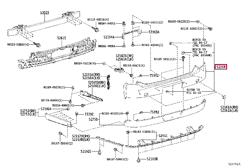 5215940902J0: COVER, REAR BUMPER Тойота