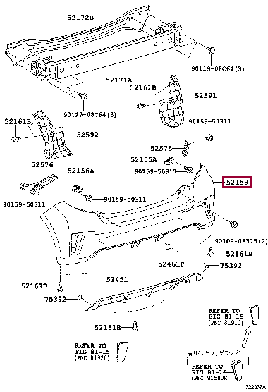5215952820A1: COVER, REAR BUMPER Тойота