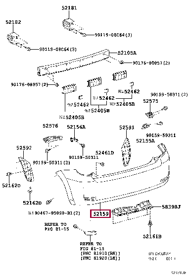 5215952939: COVER, REAR BUMPER Тойота