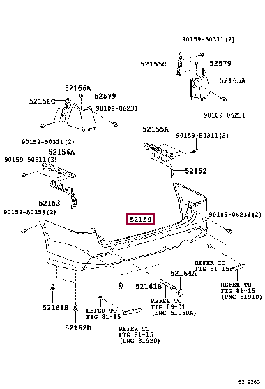 5215958130B0: COVER, REAR BUMPER Тойота