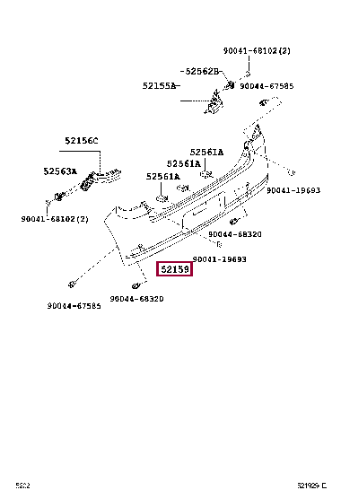 52159B2520A0: COVER, REAR BUMPER Тойота