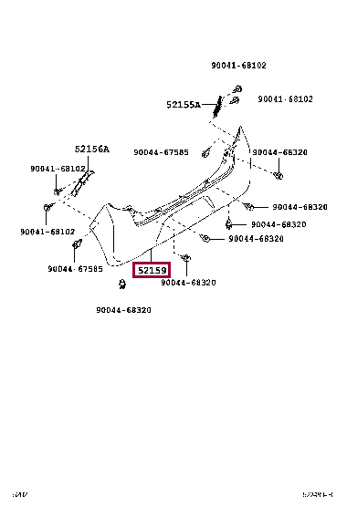 52159B2690A0: COVER, REAR BUMPER Тойота