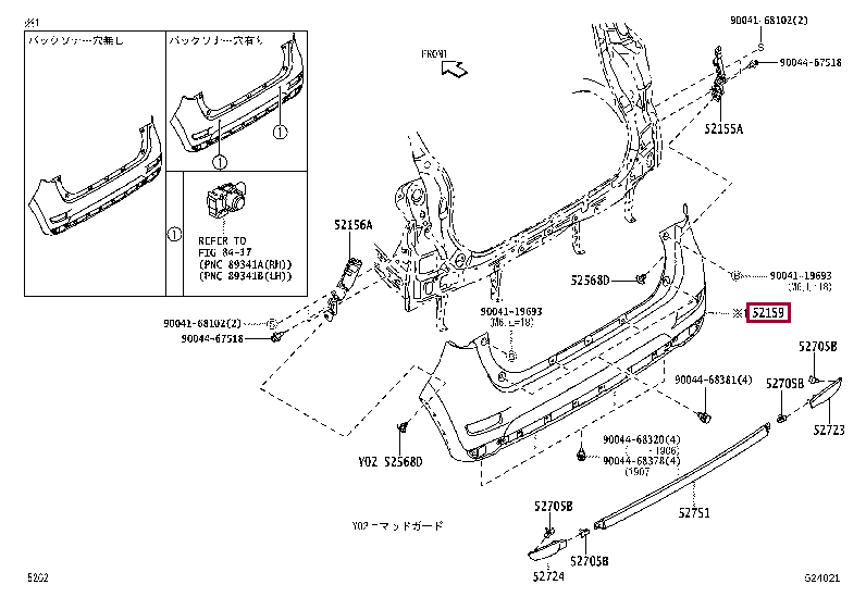 52159B2A10A1: COVER, REAR BUMPER Тойота