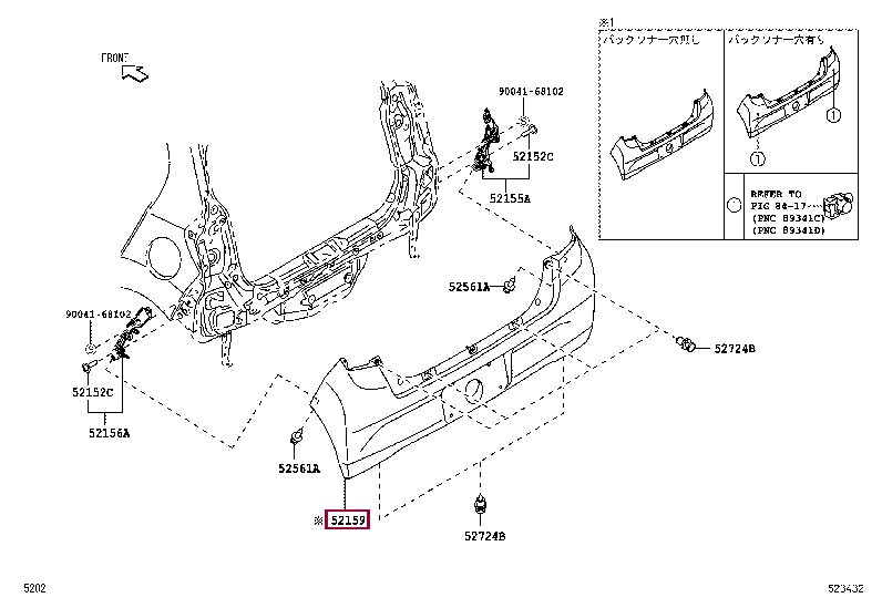 52159B2B10A0: COVER, REAR BUMPER Тойота