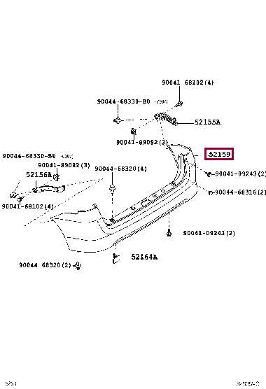 52159BZ020: COVER, REAR BUMPER Тойота