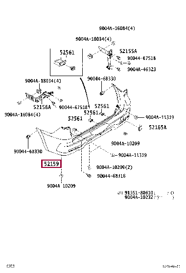 52159BZ700: COVER, REAR BUMPER Тойота