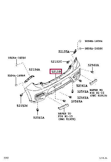 52159BZF50: COVER, REAR BUMPER Тойота