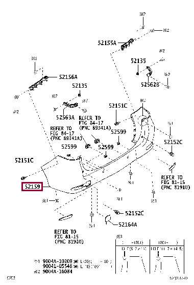 52159BZG01: COVER, REAR BUMPER Тойота