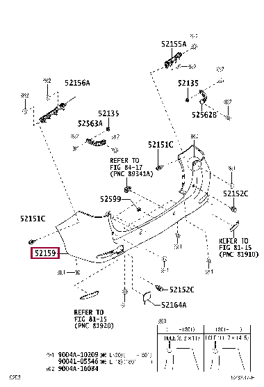 52159BZK50: COVER, REAR BUMPER Тойота