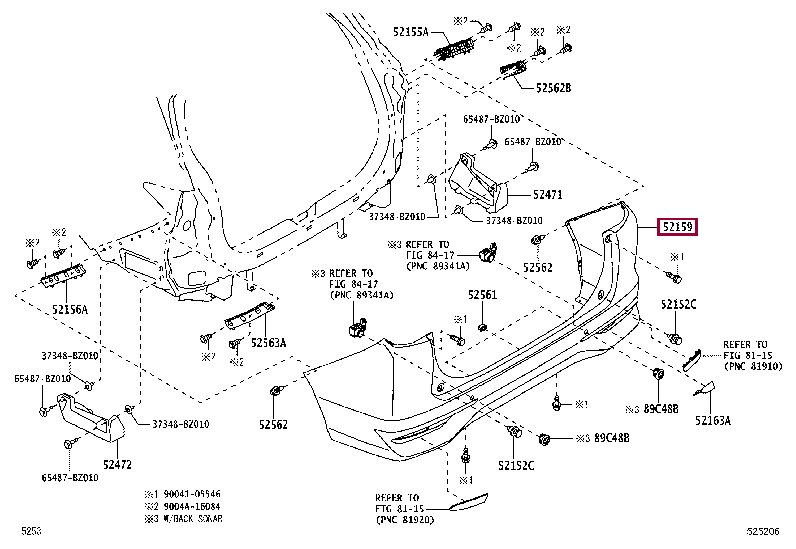 52159BZM40: COVER, REAR BUMPER Тойота