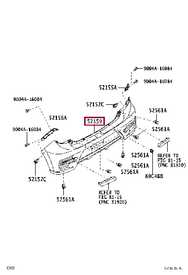 52159BZM90: COVER, REAR BUMPER Тойота