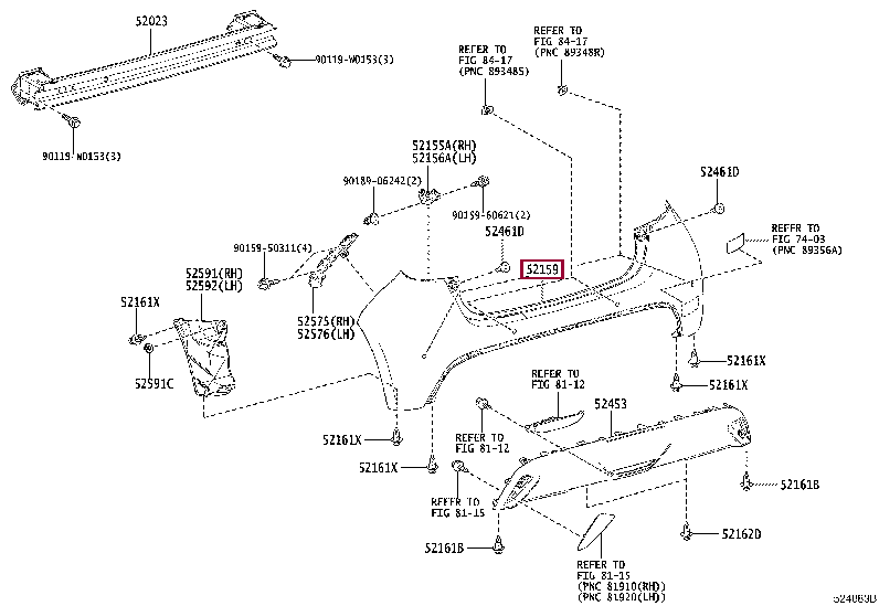 52159K0907: COVER, REAR BUMPER Тойота