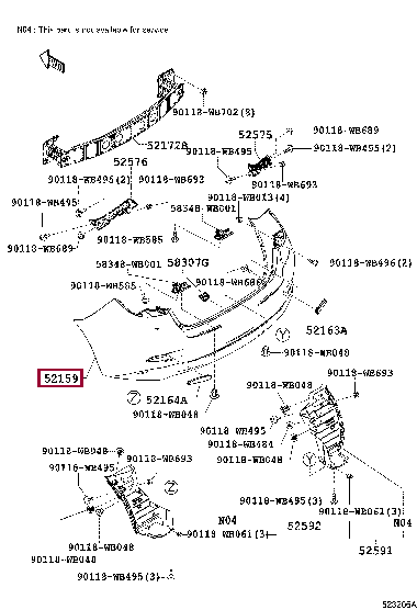 52159WB003: Бампер задний Тойота