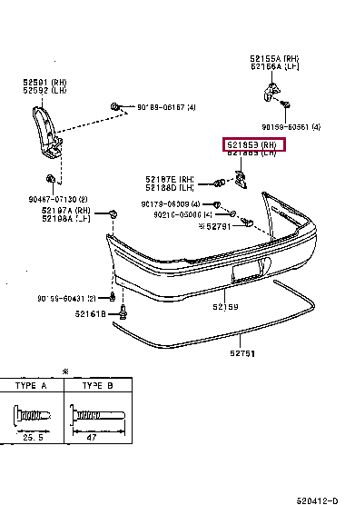 BRACKET, REAR BUMPER SIDE MOUNTING, LH 52185-32040 (номер toyota 5218532040)