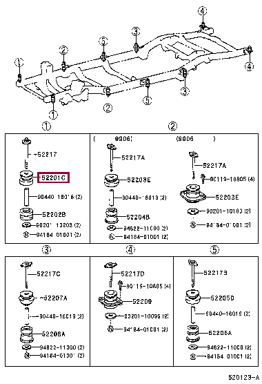 CUSHIION SUB-ASSY, CAB MOUNTING, NO.1 UPPER 52201-35090 (номер toyota 5220135090)