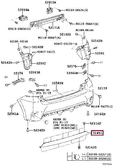 GUARD, REAR BUMPER 52453-02010 (номер toyota 5245302010)