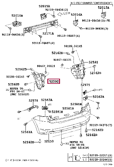 SEAL, REAR BUMPER SIDE, LH 52592-02210 (номер toyota 5259202210)