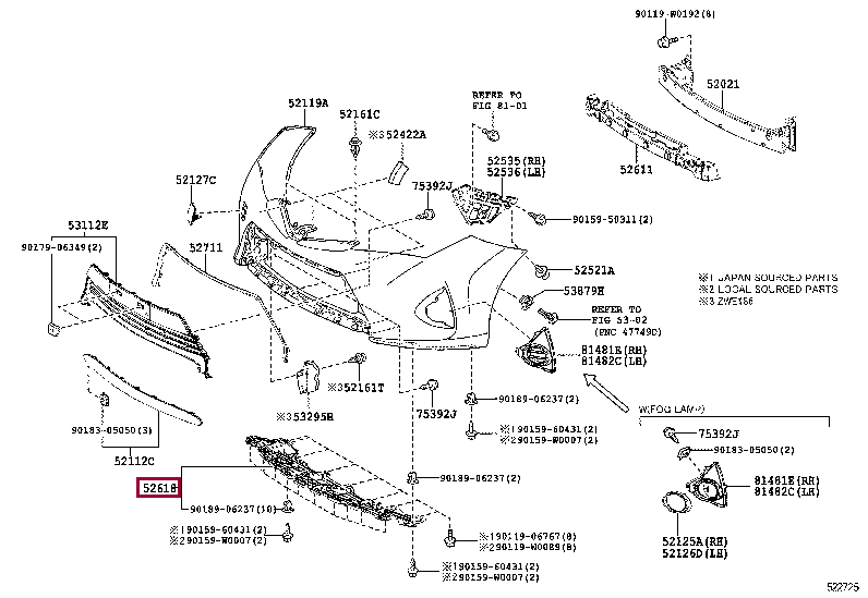 ABSORBER, FRONT BUMPER, LOWER 52618-02040 (номер toyota 5261802040)
