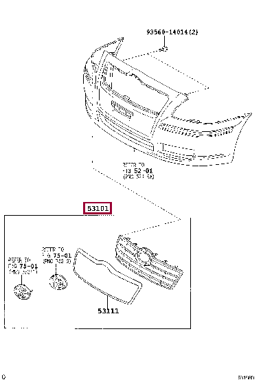 Решетка радиатора 53100-05080-C0 (номер toyota 5310005080C0)